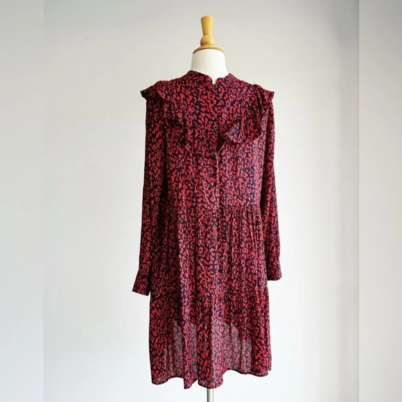 ZARA Babydoll Ruffle Collar Long Sleeve Mini Dress | Size Large - Picture 10 of 10